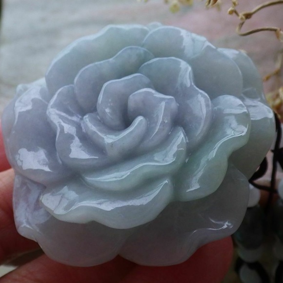 Certified Green Lavender 100% Natural A Jade jadeite pendant Orchid Flower 花开富贵 - Picture 3 of 9